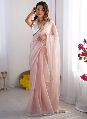 Off white organza lace work saree 2
