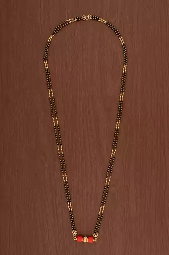  long 30" mangalsutra with coral gsb vati one gram gold