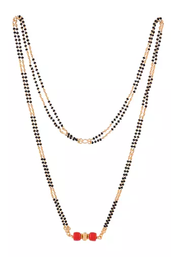  long 30" mangalsutra with coral gsb vati one gram gold