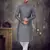 Dark grey pintex work sequence thread kurta pajama for mens
