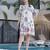 White embroidered cotton hemal breeze knee length short dress