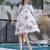 White embroidered cotton hemal breeze knee length short dress