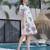 White embroidered cotton hemal breeze knee length short dress