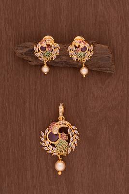  bird pendant and earrings set one gram gold 2