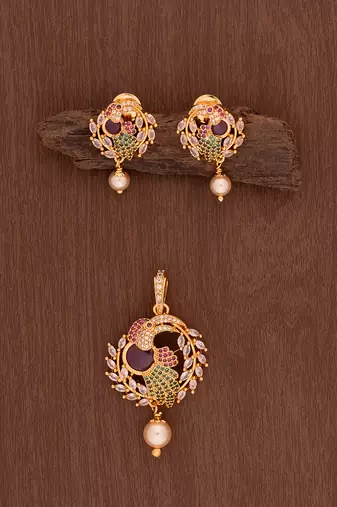  bird pendant and earrings set one gram gold