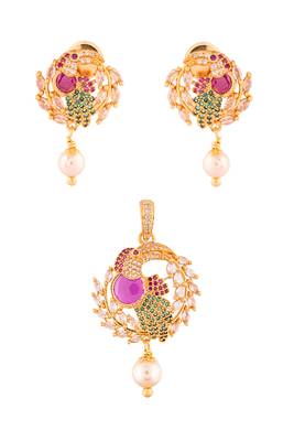  bird pendant and earrings set one gram gold 3