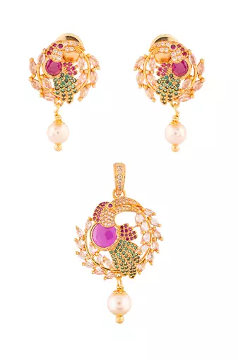  bird pendant and earrings set one gram gold