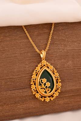  green stone pendant necklace one gram gold 1