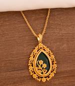  green stone pendant necklace one gram gold