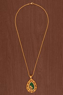  green stone pendant necklace one gram gold 2