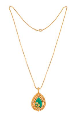  green stone pendant necklace one gram gold 3