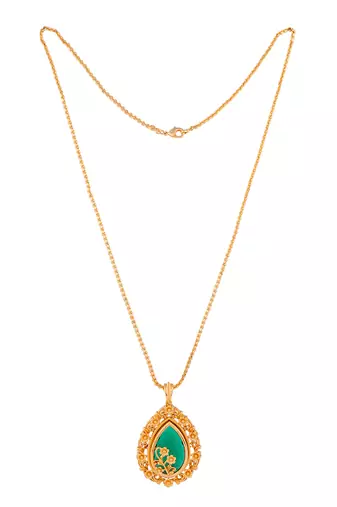  green stone pendant necklace one gram gold