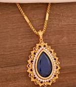  blue stone pendant box chain necklace one gram gold