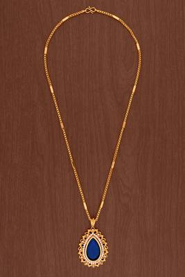  blue stone pendant box chain necklace one gram gold 2