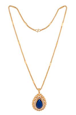  blue stone pendant box chain necklace one gram gold 3