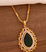  green stone pendant box chain necklace one gram gold