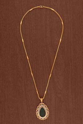  green stone pendant box chain necklace one gram gold 2
