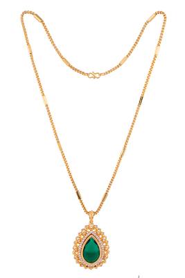  green stone pendant box chain necklace one gram gold 3