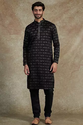 Arruga stylish golden silk sequins kurta pyjama set