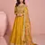Yellow embroidered chinon free size anarkali suit