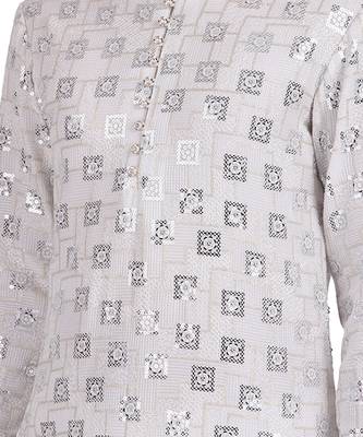 White sequin with embroidery faux georgette kurta-pajama 2