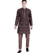 Black floral embroidered faux georgette kurta-pajama