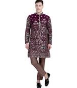 Maroon floral embroidered faux georgette kurta-pajama