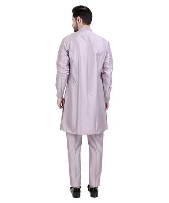 Purple faux dupion silk plain kurta pajama 2