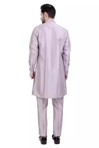 Purple faux dupion silk plain kurta pajama