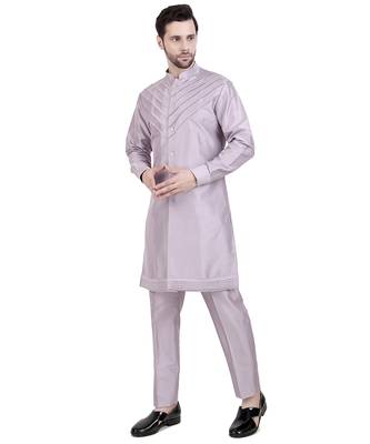 Purple faux dupion silk plain kurta pajama 5