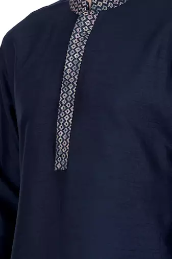 Blue faux silk plain kurta pajama