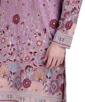 Purple faux georgette floral embroidered kurta pajama 3