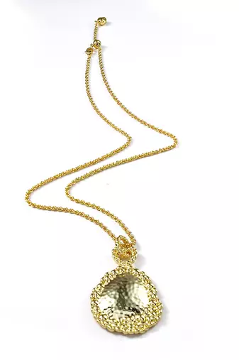 Gold finished riverstone pendant necklace