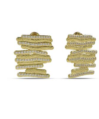 Golden cubic net earring 2