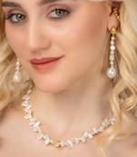 Gold plated pearl white earrings