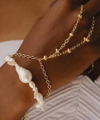Gold pearl nebula cloud bracelet 1