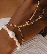 Gold pearl nebula cloud bracelet
