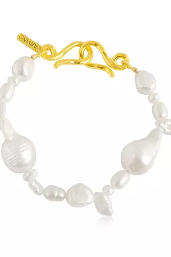 Gold pearl nebula cloud bracelet