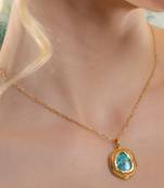 Gold plated turquoise mineral necklace