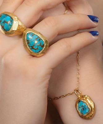 Gold plated turquoise mineral necklace 2