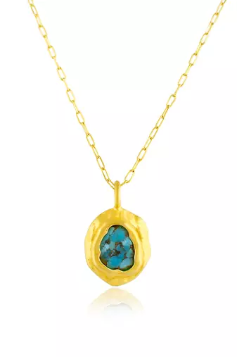 Gold plated turquoise mineral necklace