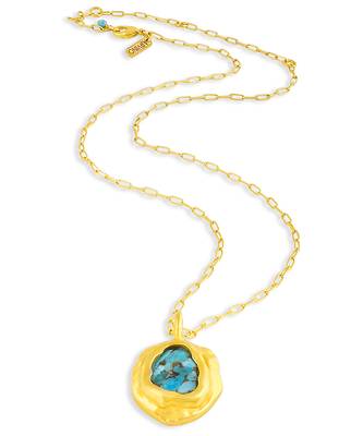 Gold plated turquoise mineral necklace 4