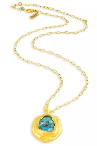 Gold plated turquoise mineral necklace