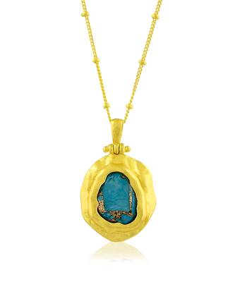 Gold plated turquoise mineral necklace 5