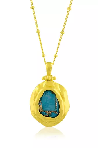 Gold plated turquoise mineral necklace