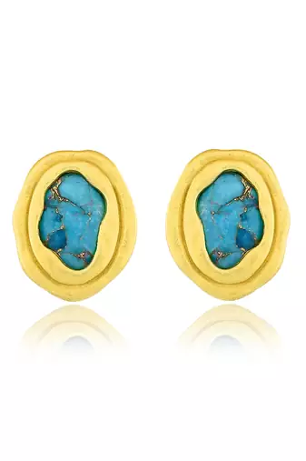 Turquoise ocean studs for women