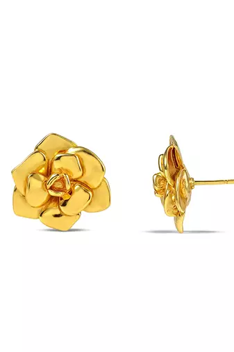 Gold finished rose bloom studs
