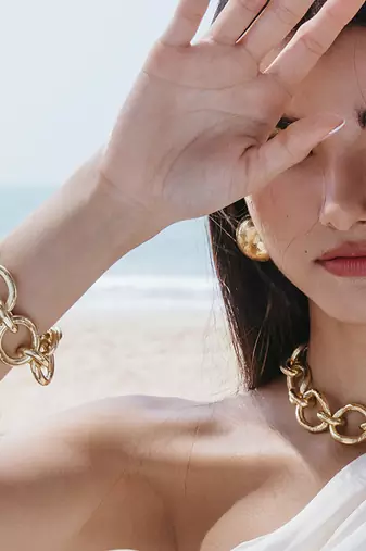 Gold heirloom studded bracelet
