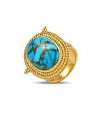 Turquoise emblem ring for women