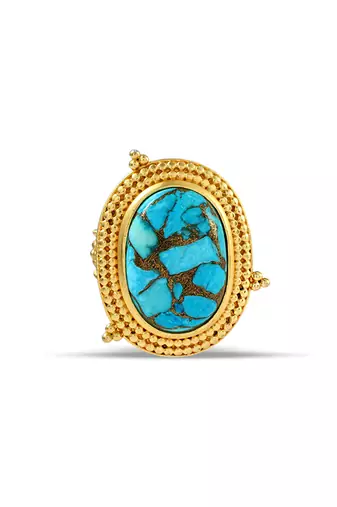 Turquoise emblem ring for women